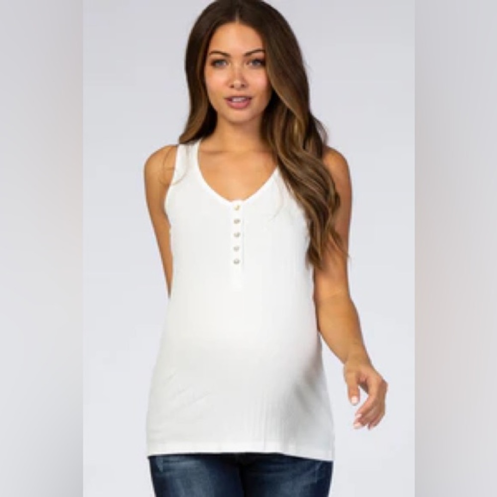 PinkBlush Maternity Ribbed Henley Tank